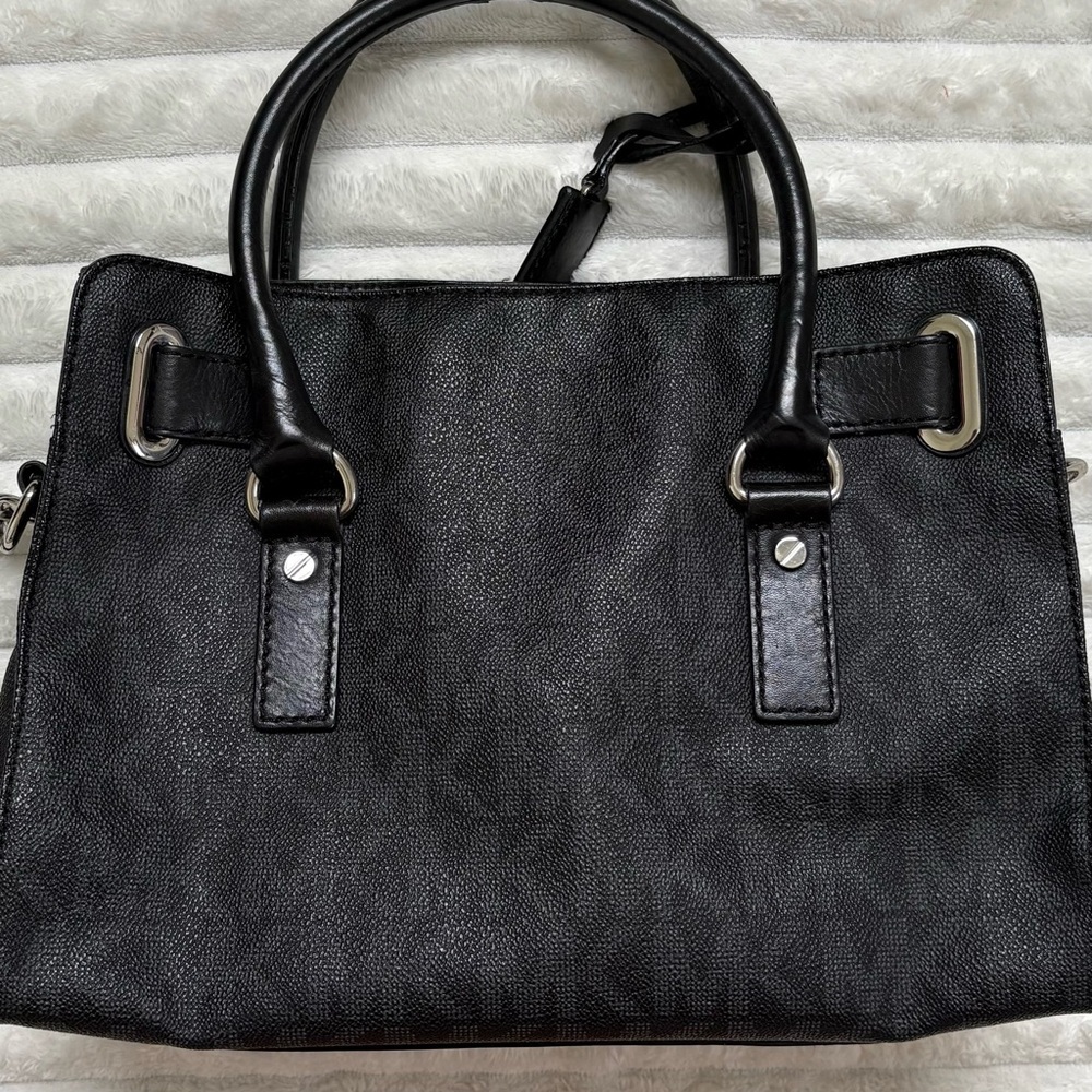 MICHAEL KORS Hamilton Satchel Black Saffiano Leather MK Lock Tote Shoulder Bag - Picture 6 of 15